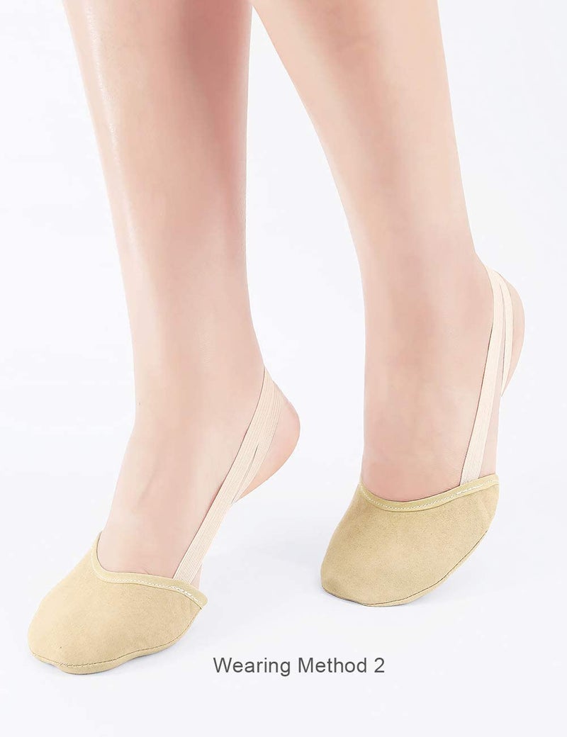 Daydance أحذية الجمباز للبنات من دايدانس، أحذية نصف أصابع من الألياف الدقيقة للأطفال باللون تان - Image 3